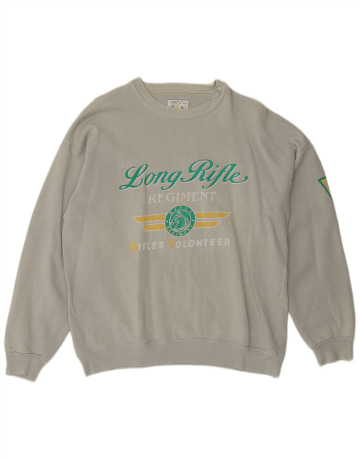 RIFLE Sudadera gráfica para hombre Jumper Large Gris Algodón