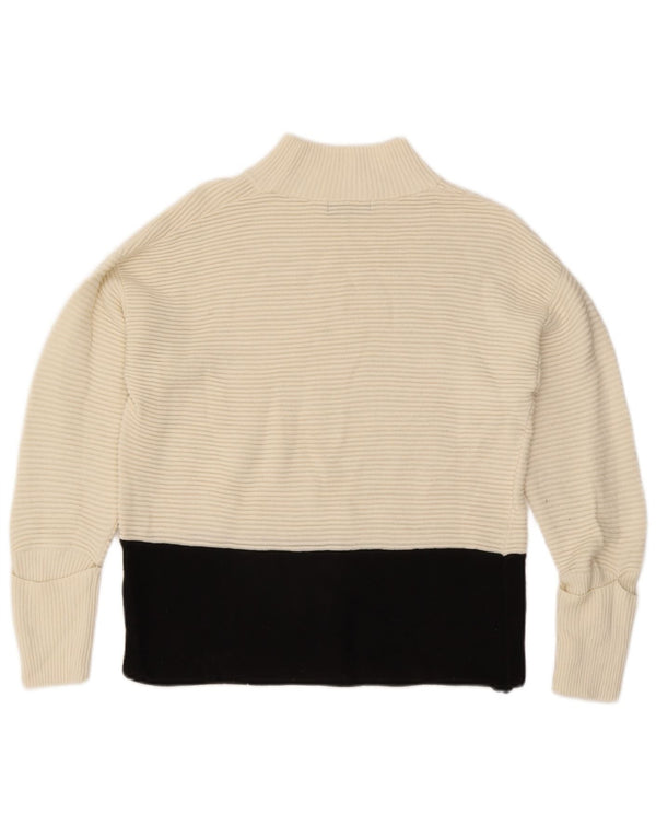 Marks & Spencer Suéter tipo jersey con cuello alto para mujer UK 12 Medium Off White