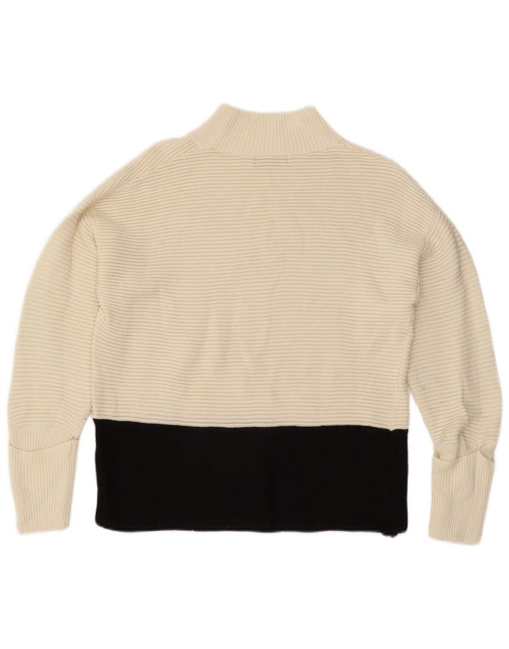 Marks & Spencer Suéter tipo jersey con cuello alto para mujer UK 12 Medium Off White