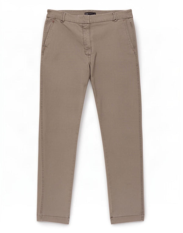 Marks & Spencer Pantalones chinos rectos para mujer UK 14 Medium W30 L26 Gris