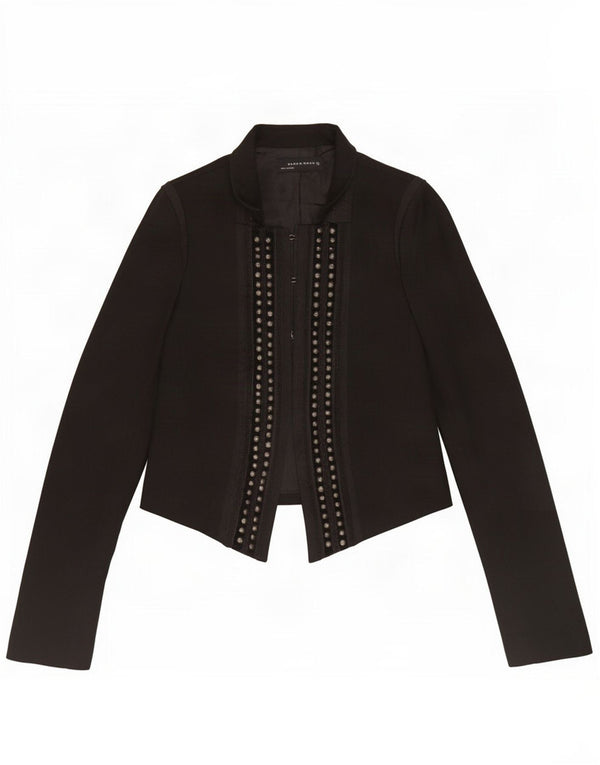 Zara Mujer Blazer Chaqueta UK 12 Mediana Lana Negra