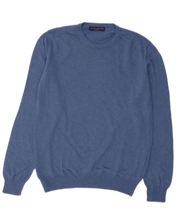Liberto Jersey de cuello redondo para hombre IT 52 Large Blue Wool