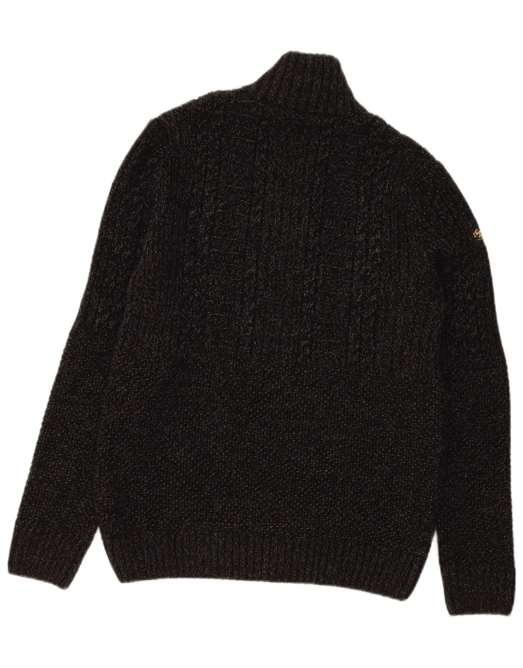 Superdry Jersey con cuello y cremallera para hombre, acrílico moteado en gris medio