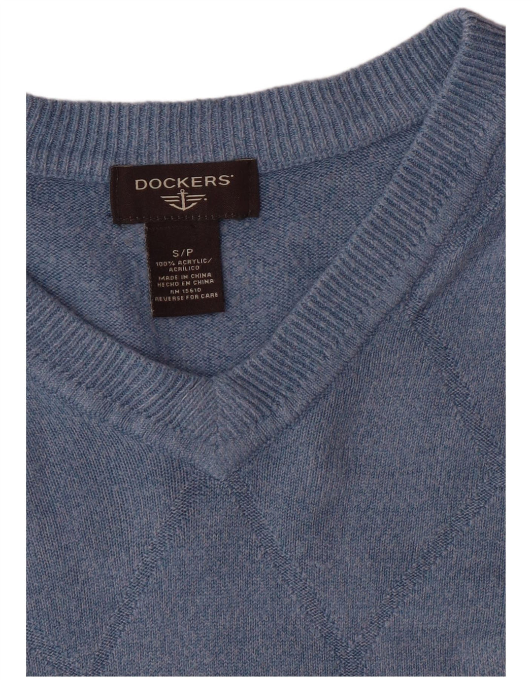 Dockers Suéter Con Cuello En V Para Hombre Pequeño Argyle Azul/Acrílico Diamante