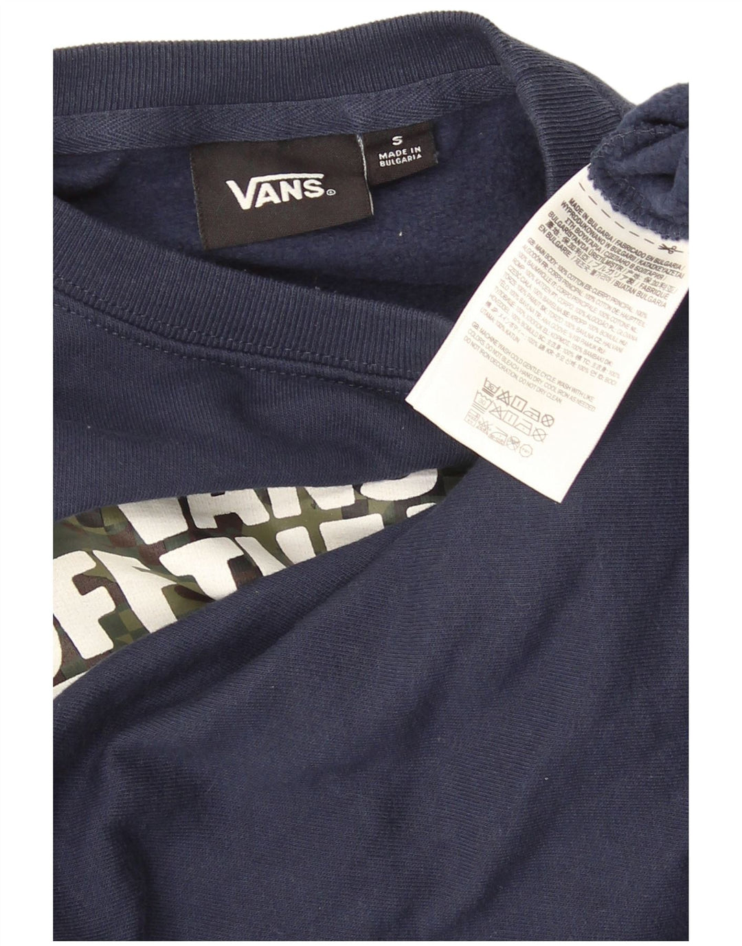 Vans Boys Graphic Sudadera Jumper 7-8 años Pequeño Azul Marino Algodón