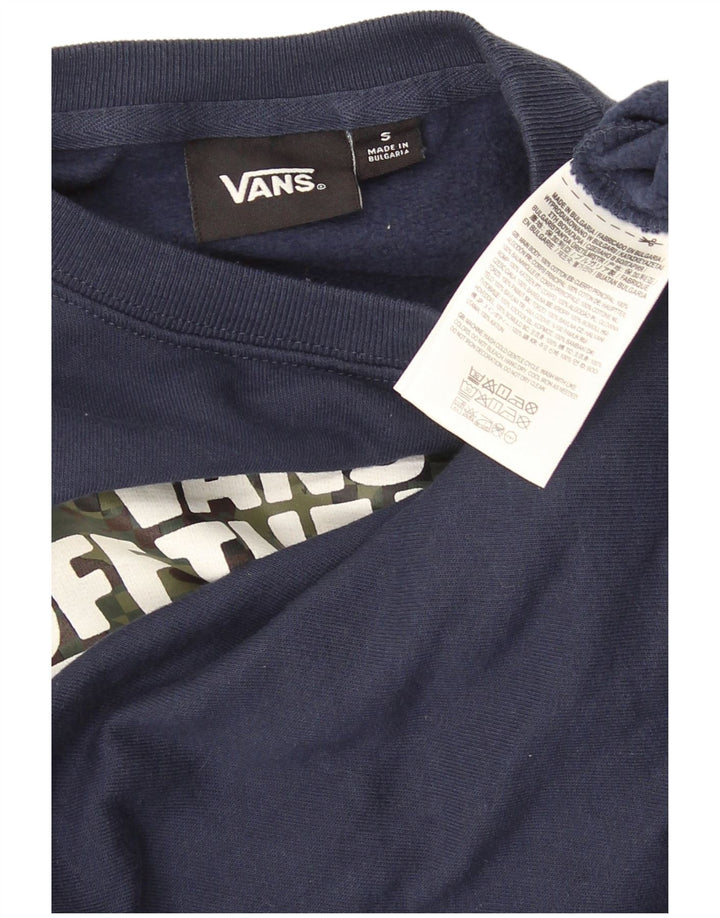 Vans Boys Graphic Sudadera Jumper 7-8 años Pequeño Azul Marino Algodón