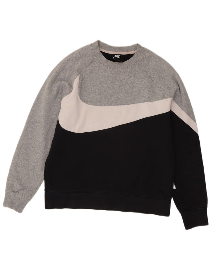 Nike - Sudadera tipo jersey de algodón color block en negro mediano