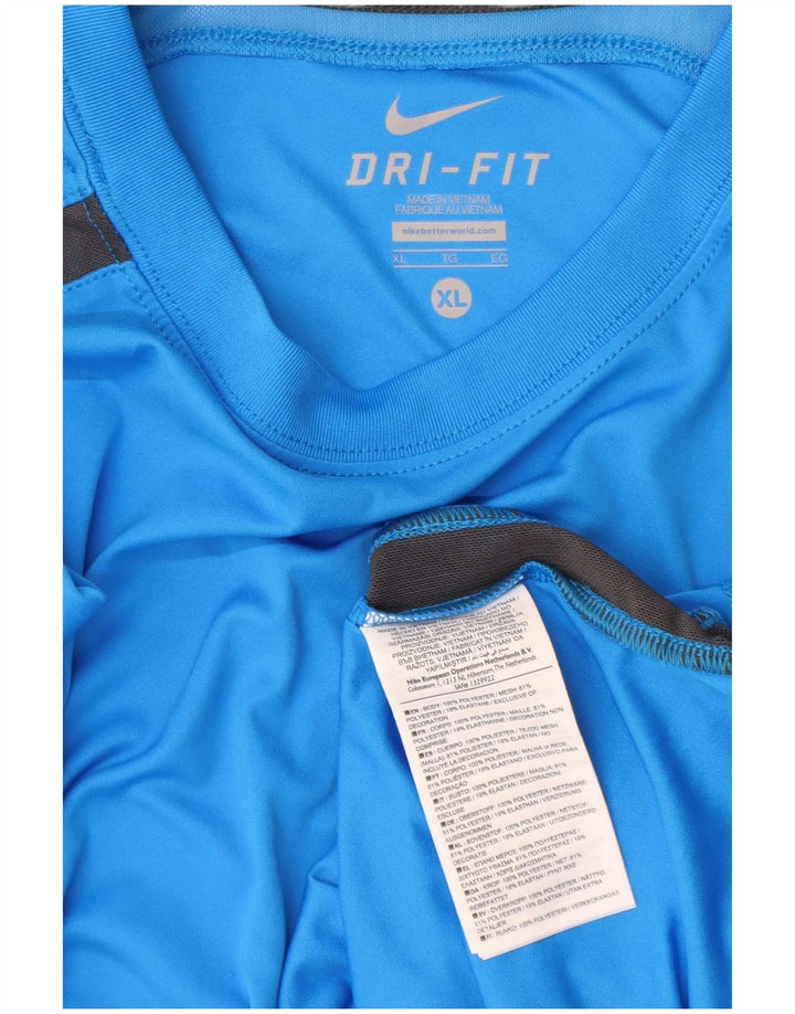 NIKE Hombre Dri Fit Camiseta Top XL Poliéster Azul