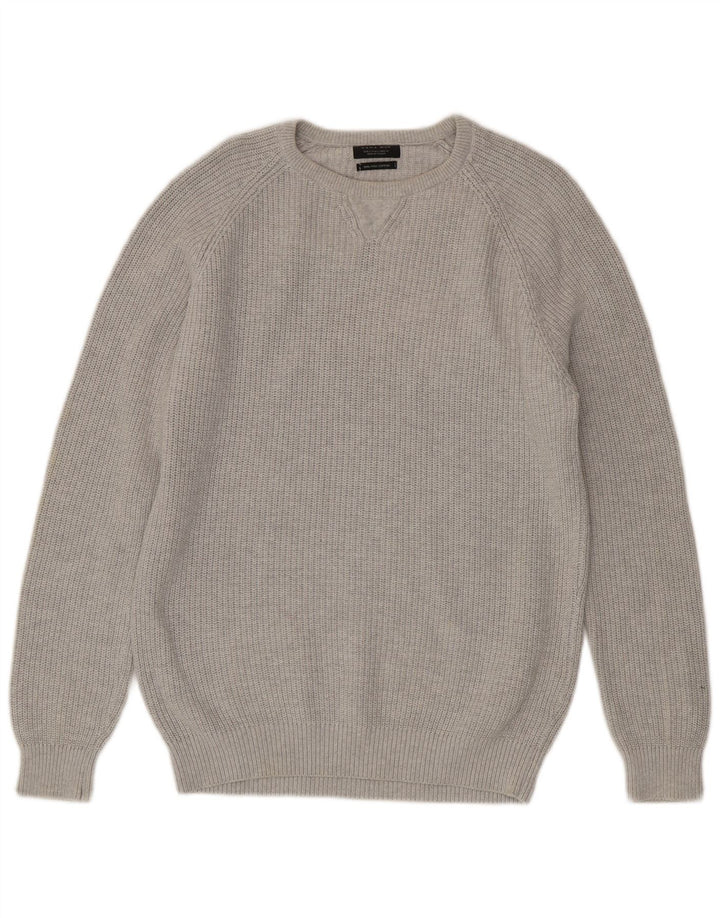 ZARA Hombre Jersey De Cuello Redondo Jersey Grande Gris Algodón