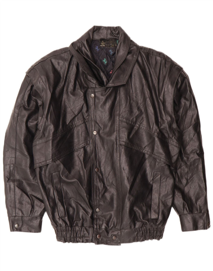 VINTAGE Chaqueta de cuero para hombre Reino Unido 36 Pequeño Negro