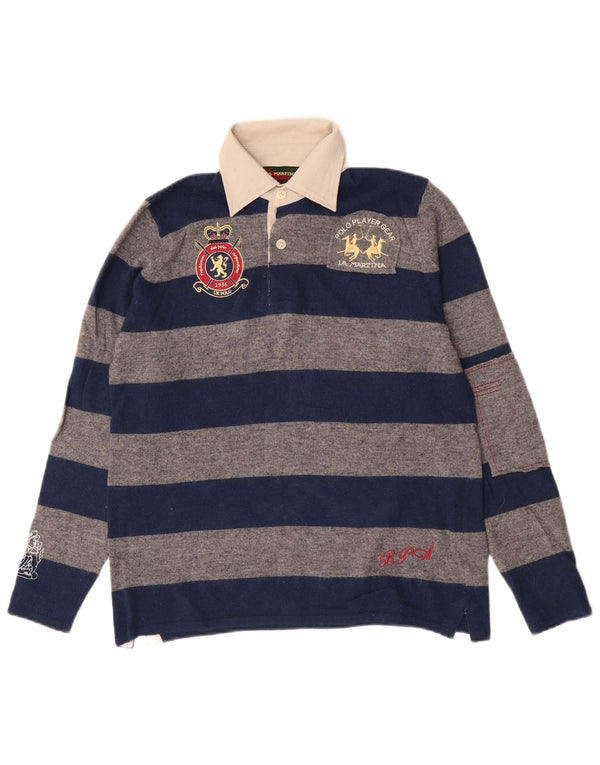 La Martina Polo de rugby gráfico para niño 11-12 años Azul marino Rayas