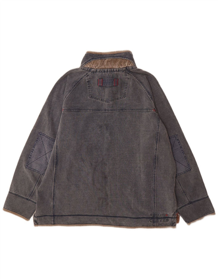 Sudadera con capucha y cuello con cremallera para hombre Fat Face Jersey XL Gris Algodón