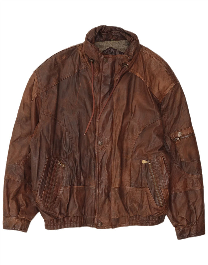 Trapper Chaqueta de cuero para hombre UK 42 XL Cuero marrón