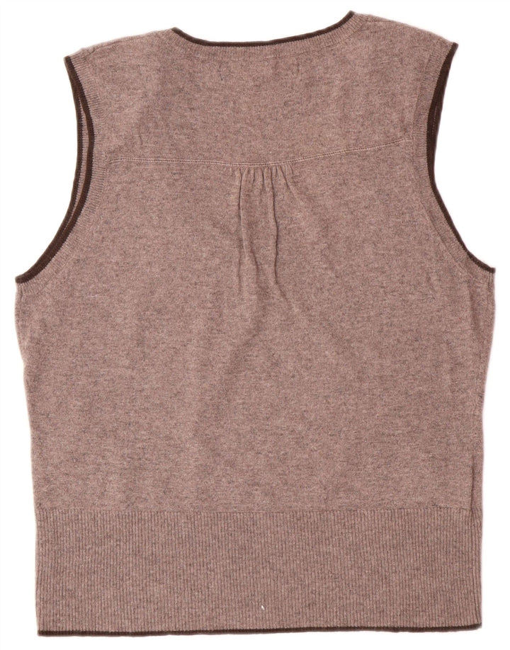 LAURA ASHLEY Camiseta sin mangas para mujer UK 40 Grande Marrón Argyle/Diamond Viscosa