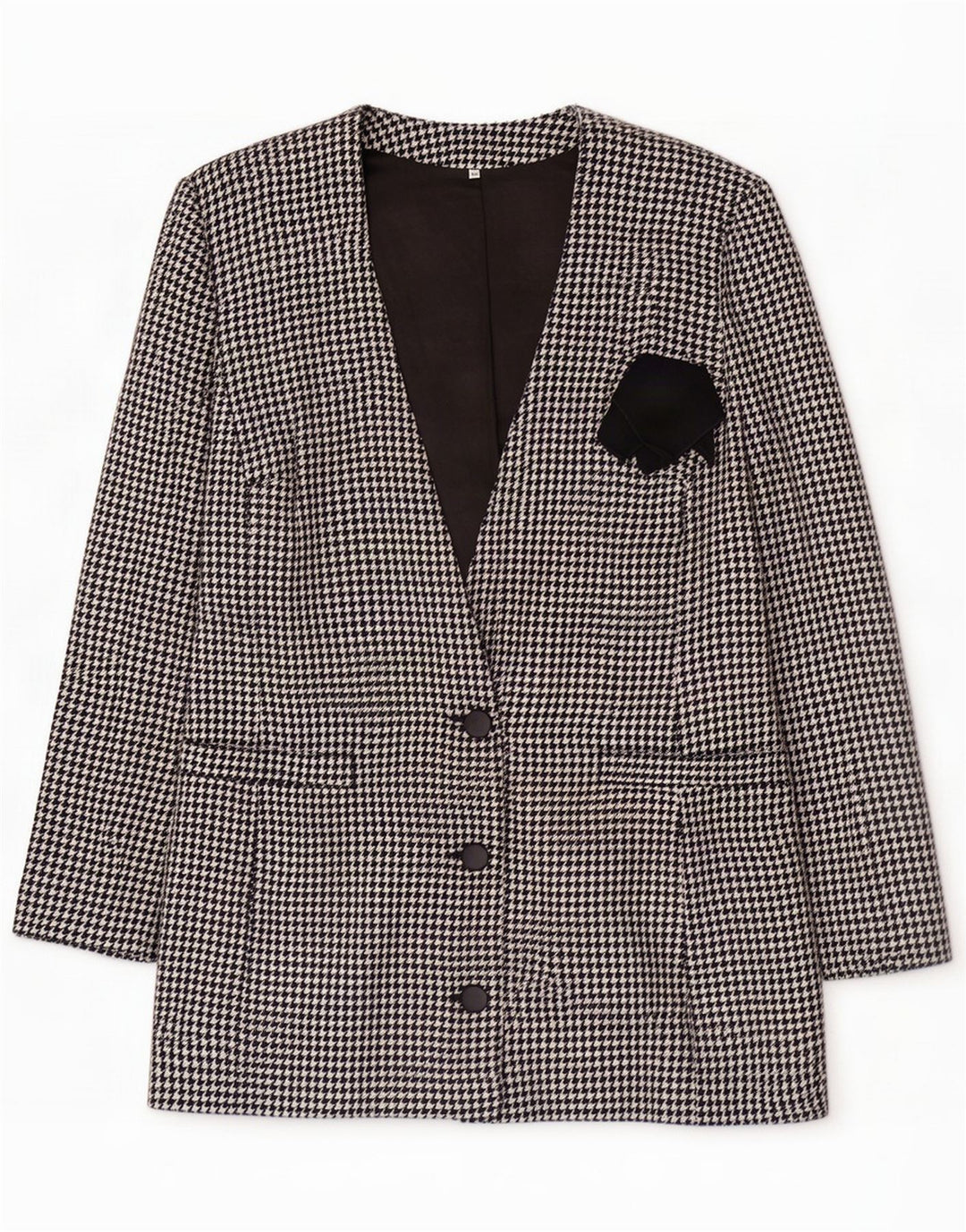 Chaqueta blazer vintage de 3 botones para mujer IT 44 Pata de gallo negra mediana