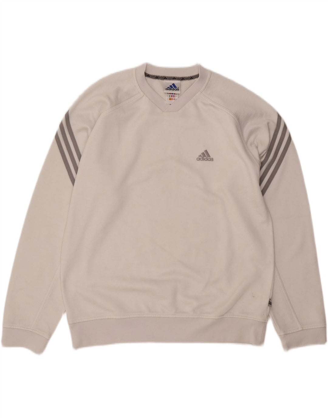 ADIDAS - Sudadera holgada para hombre, talla 36/38, poliéster blanco pequeño