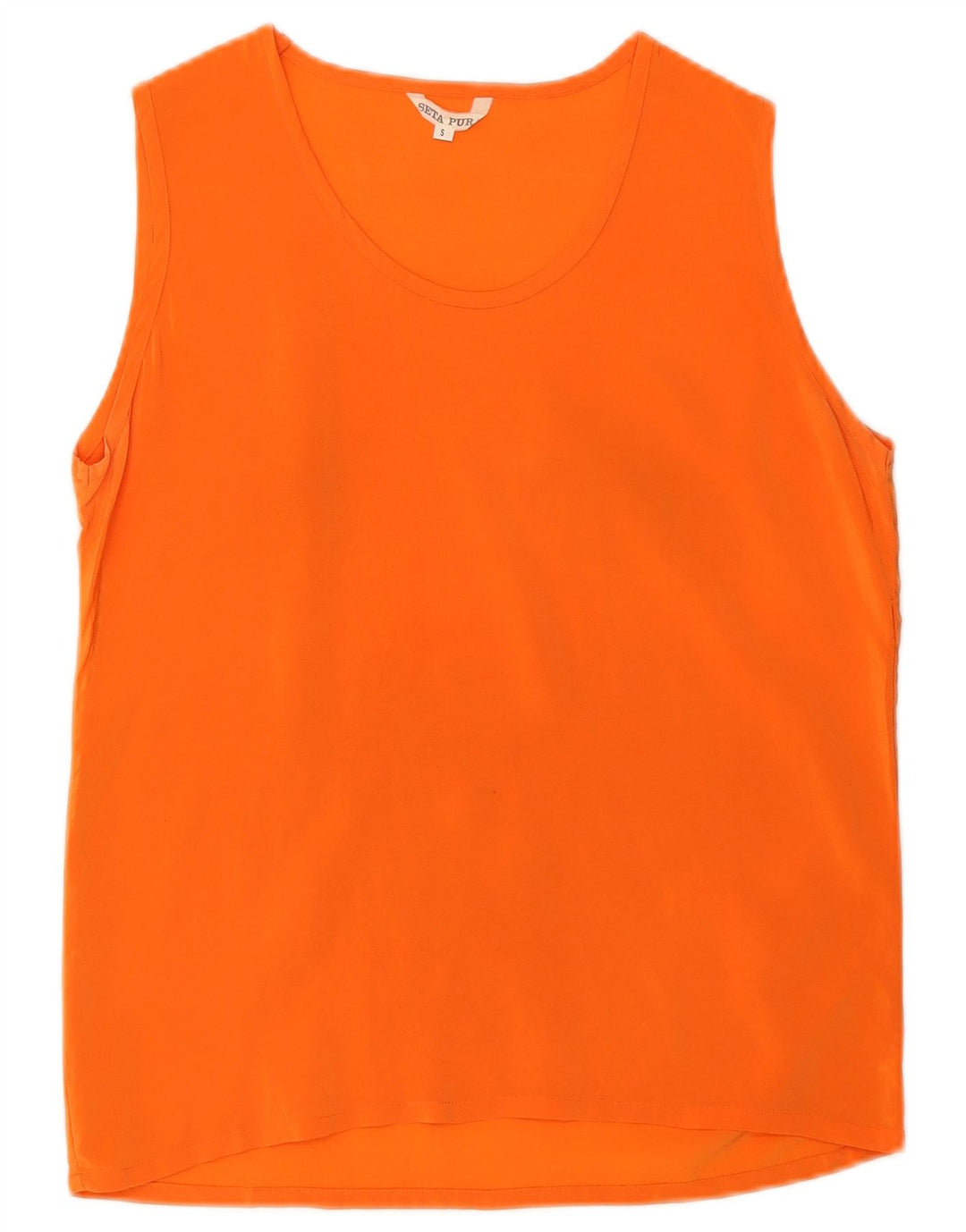 Vintage mujer chaleco top Reino Unido 10 pequeña seda naranja