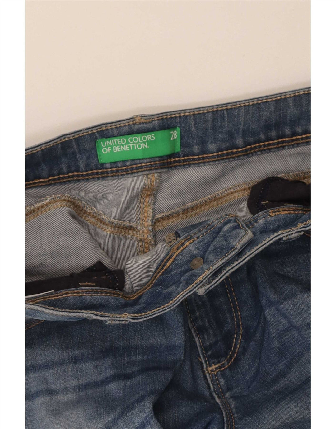 Benetton Vaqueros Slim W28 L32 Azul Mujer