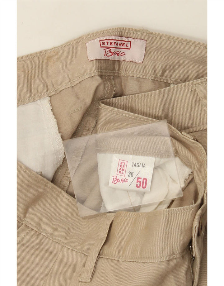 Stefanel Pantalón chino con pinzas para hombre IT 50 Large W36 L33 Algodón beige