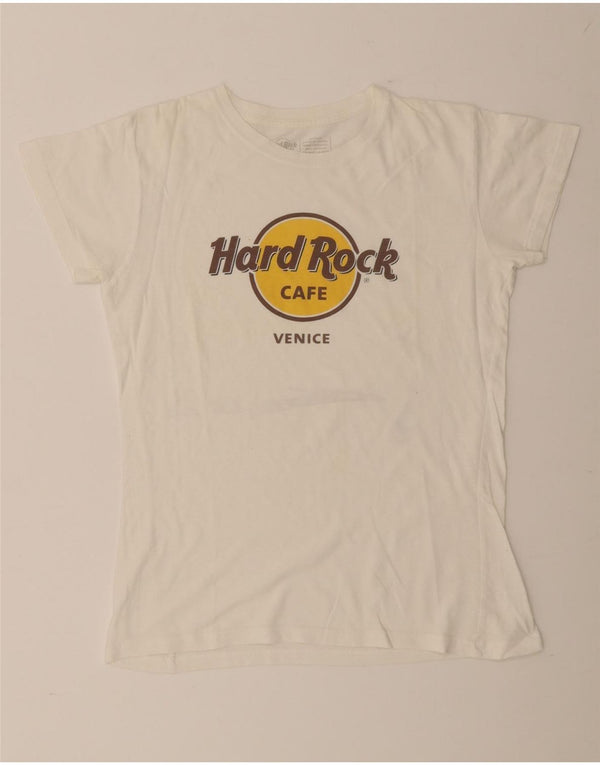 Hard Rock Cafe Mujer Venice Graphic Camiseta Top UK 12 Medium Blanco Algodón