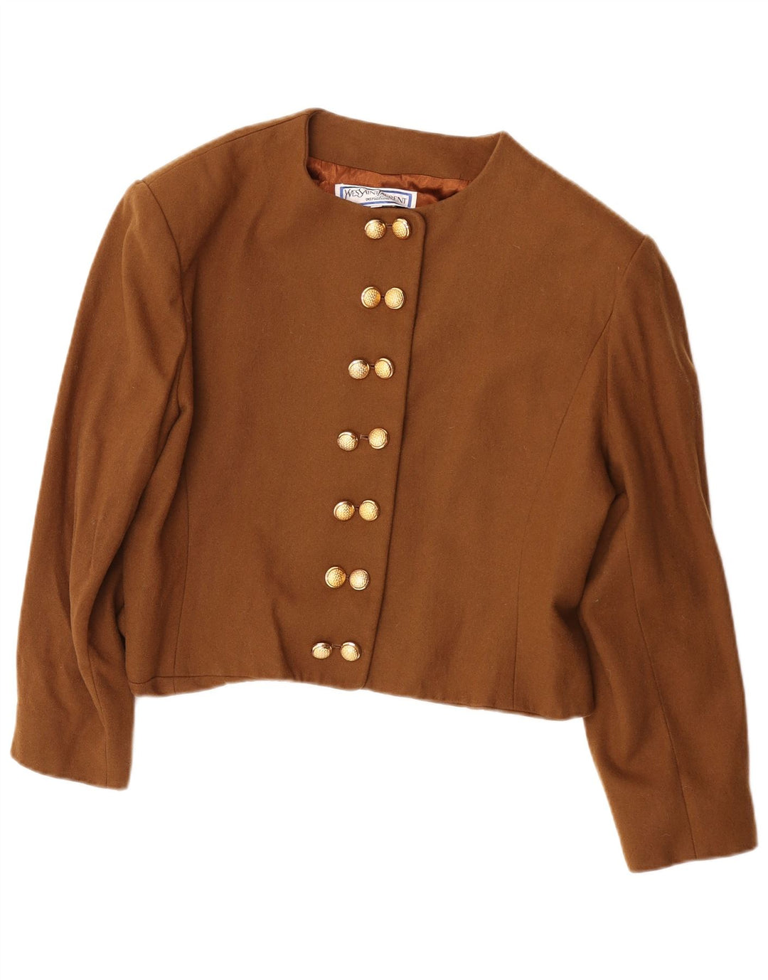 Yves Saint Laurent Chaqueta corta para mujer IT 46 Grande Marrón Clásico