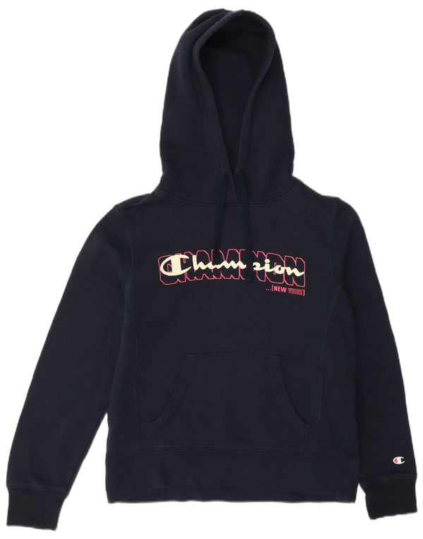 Champion Sudadera con capucha gráfica para mujer UK 10 Small Azul marino