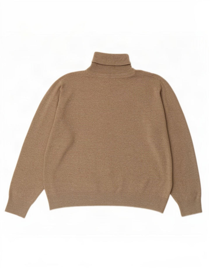 Marks & Spencer Jersey con cuello vuelto para hombre, talla grande, poliéster moteado marrón