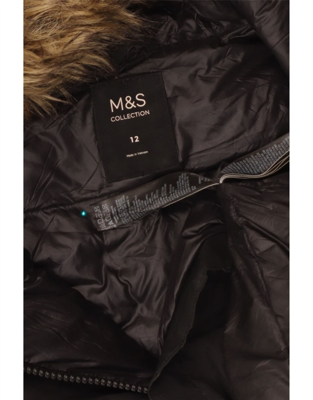 Marks & Spencer Abrigo con capucha para mujer UK 40 Mediano Poliéster negro