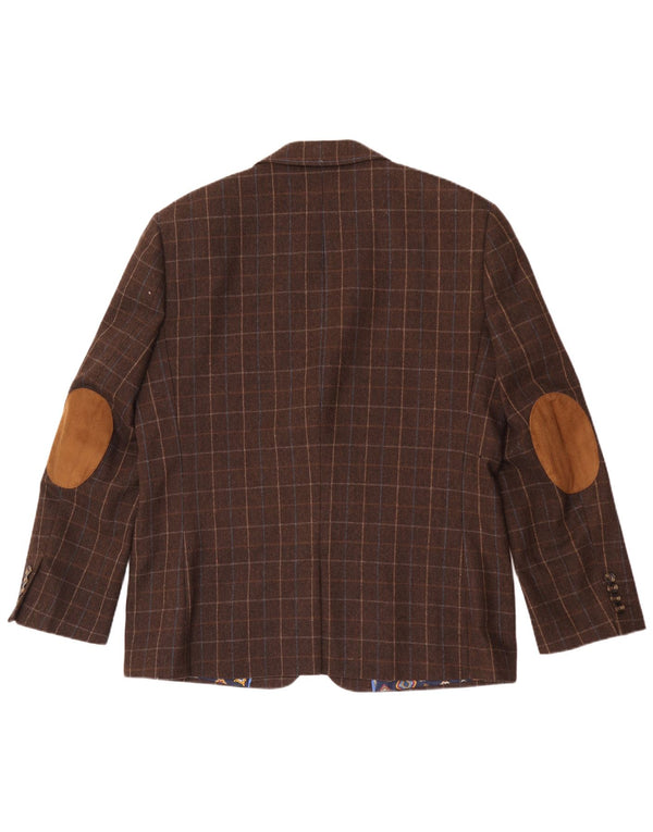 Harvey & Jones Chaqueta tipo blazer de corte regular para hombre UK 46 3XL Marrón a cuadros