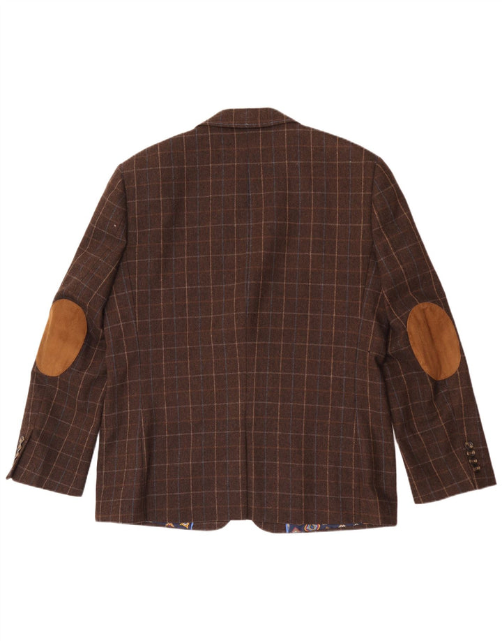 Harvey & Jones Chaqueta tipo blazer de corte regular para hombre UK 46 3XL Marrón a cuadros