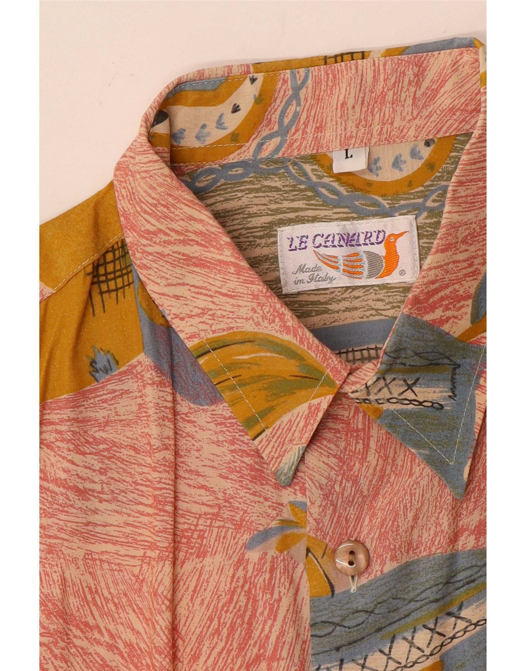 Vintage hombres patrón abstracto camisa grande rosa