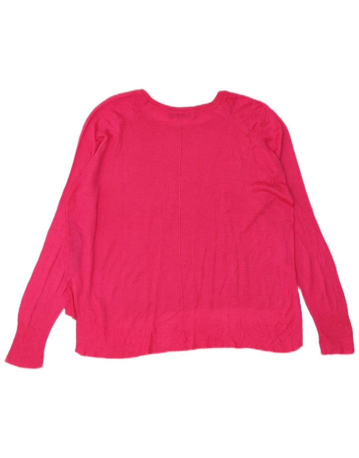 Zara Jersey extragrande con cuello barco para mujer, talla 44, viscosa rosa mediana