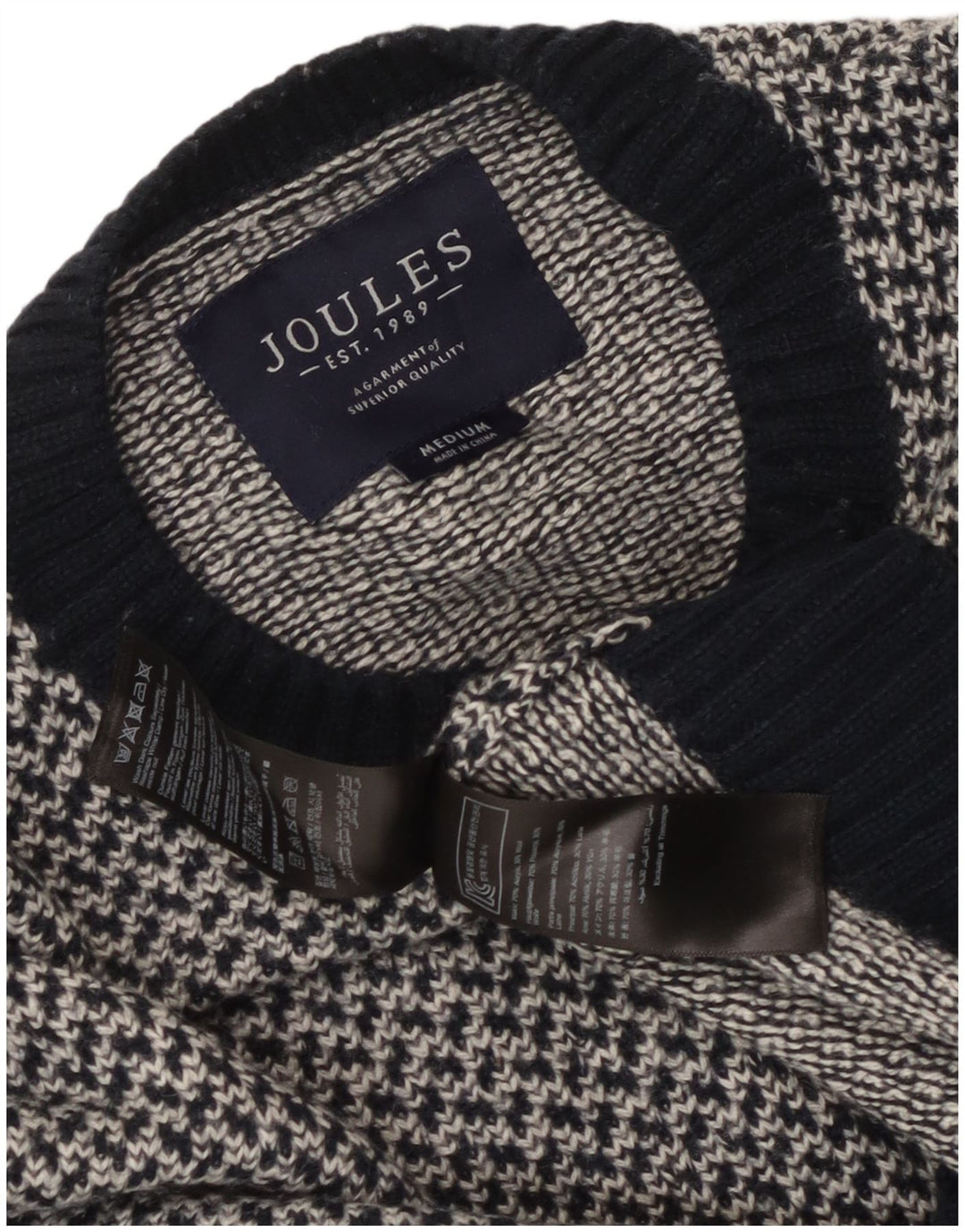 Jersey Joules Hombre con cuello redondo y cuello redondo, acrílico azul marino mediano
