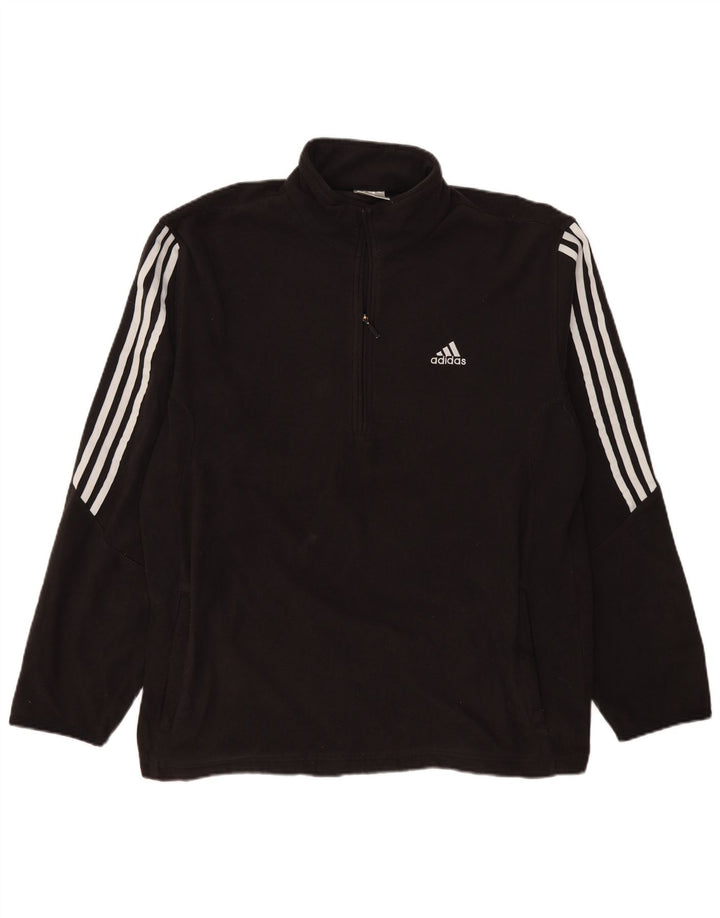 Adidas Hombre Zip Neck Fleece Jumper XL Negro Poliéster