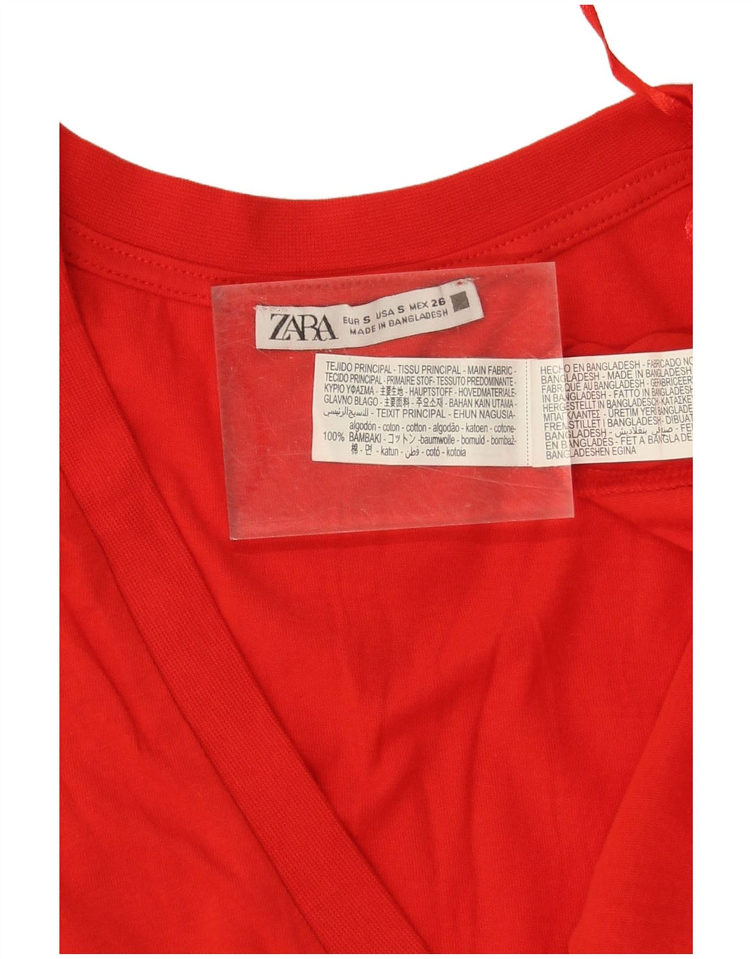 Zara Mujer Camiseta Extragrande Top UK 10 Small Rojo Algodón