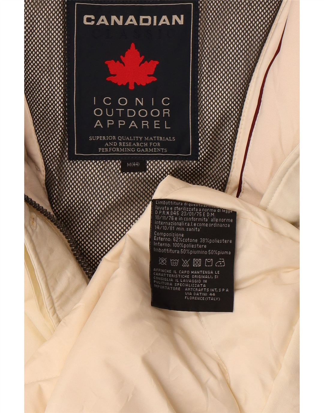 Abrigo acolchado con capucha para mujer canadiense IT 44 Algodón blanquecino mediano