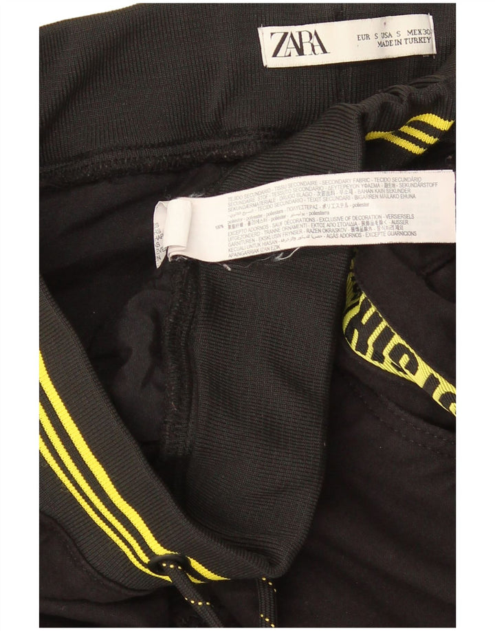 Zara Hombre Pantalones De Chándal Gráfico Pequeño Poliéster Negro