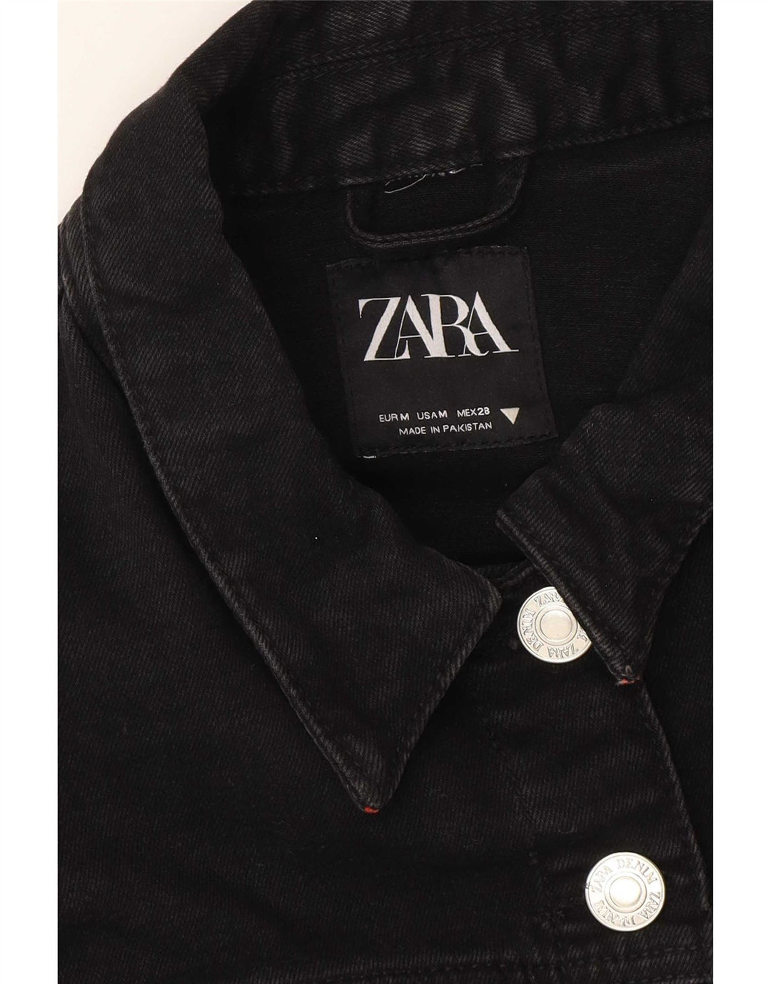 Zara Mujer Crop Chaqueta Vaquera Extragrande UK 44 Mediano Negro