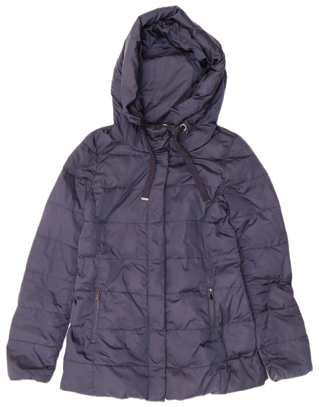 MARELLA Womens Hooded Padded Jacket UK 12 Medium  Navy Blue Polyester