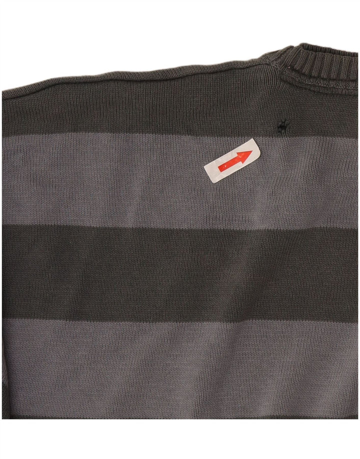Marks & Spencer - Jersey de cuello redondo para hombre con autógrafo, talla 2XL, color gris a rayas