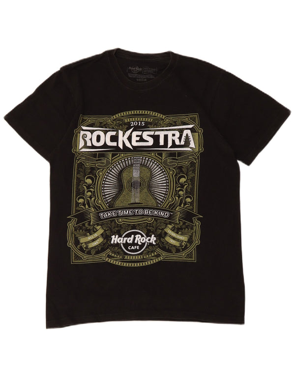 Hard Rock Cafe Mens Rockestra Graphic Camiseta Top Pequeño Algodón Negro