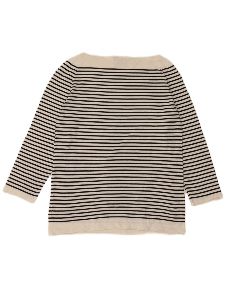 Massimo Dutti Top Mujer Manga 3/4 UK 42 Mediano Blanco Rayas Náutico
