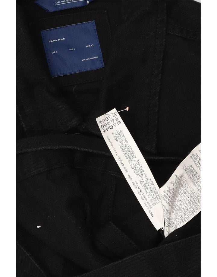 Zara Chaqueta Vaquera Hombre UK 40 Grande Algodón Negro