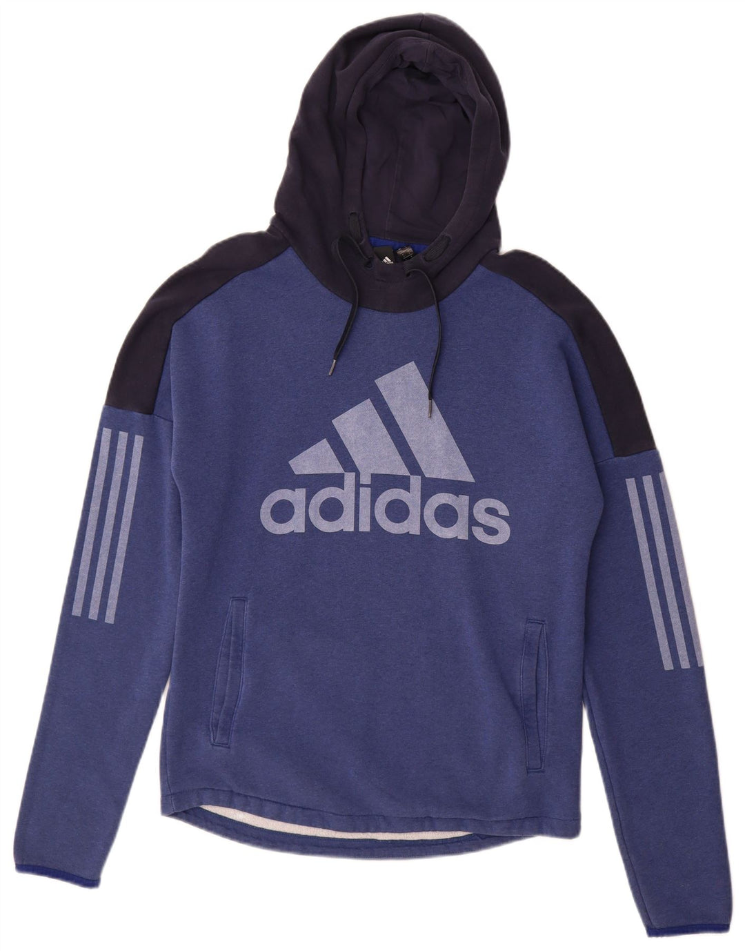 ADIDAS Hombre Sudadera con capucha gráfica Jersey Pequeño Azul marino Colorblock Algodón
