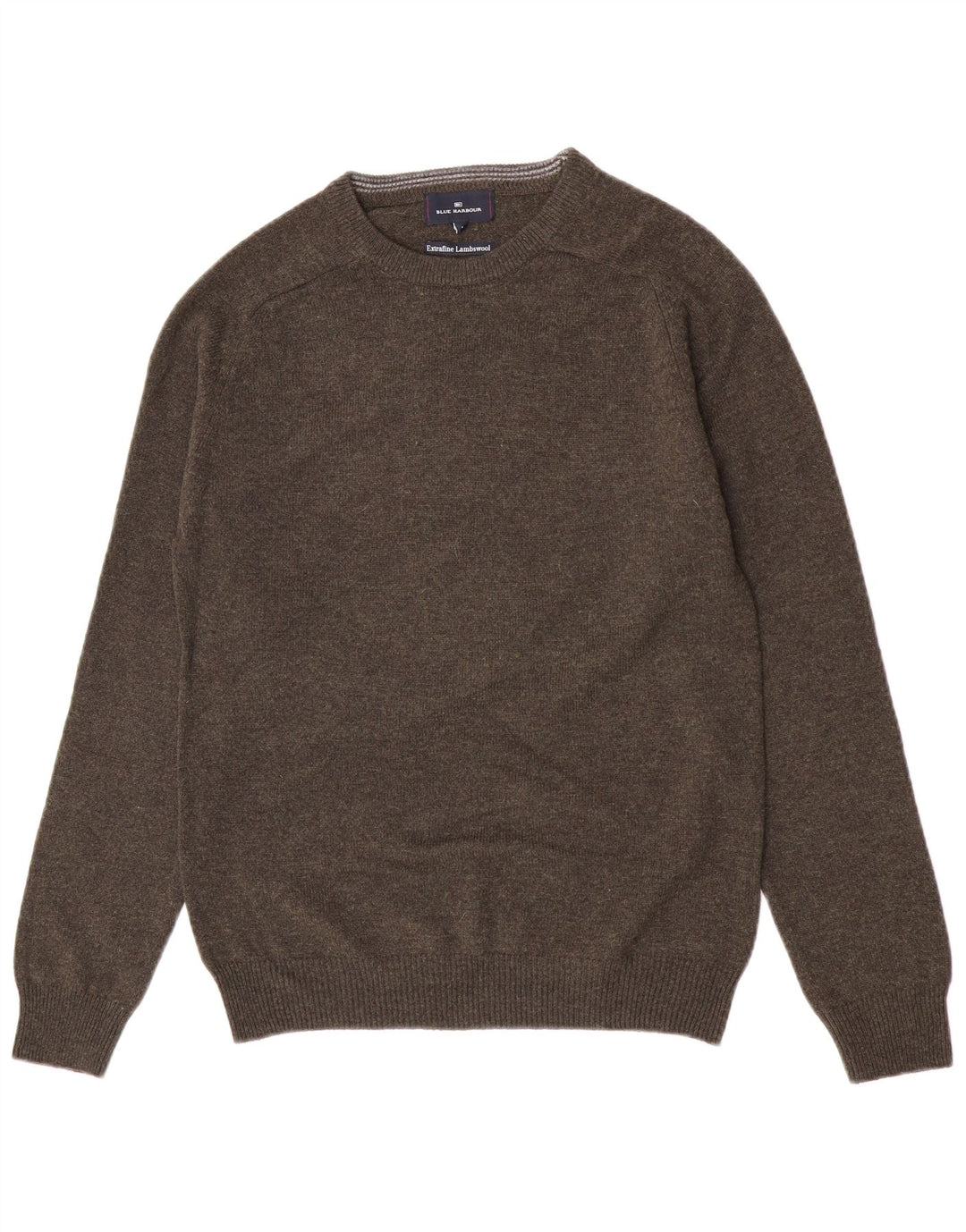 Marks & Spencer Jersey de cuello redondo para hombre de lana de cordero moteada verde pequeño
