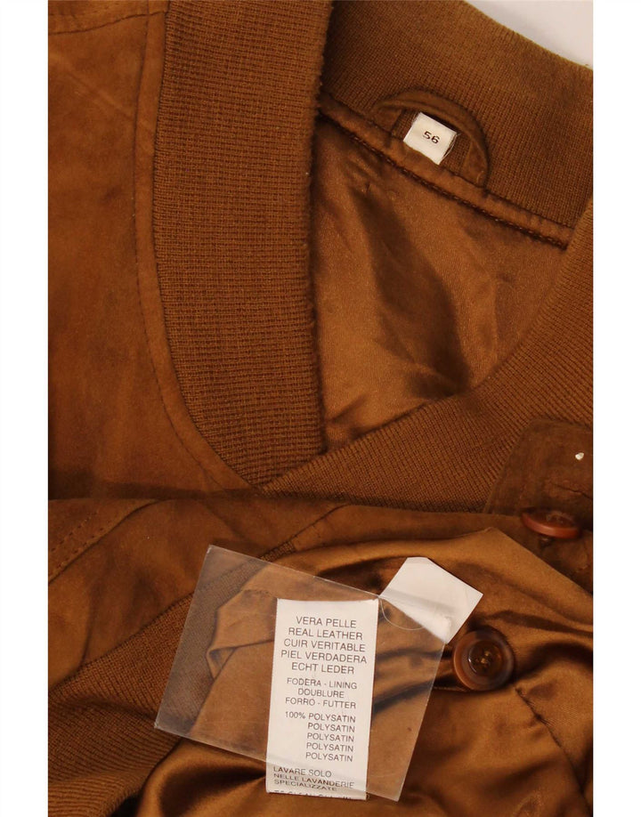 Vintage hombres ante bomber chaqueta IT 56 3XL cuero marrón