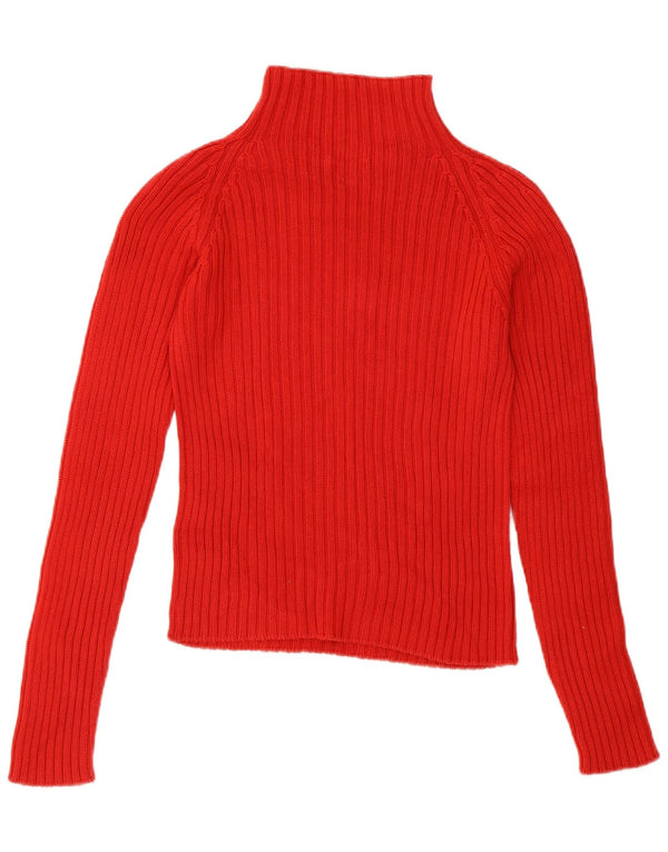 Benetton Jersey Corto Con Cuello De Tortuga Para Mujer UK 40 Small Rojo Algodón
