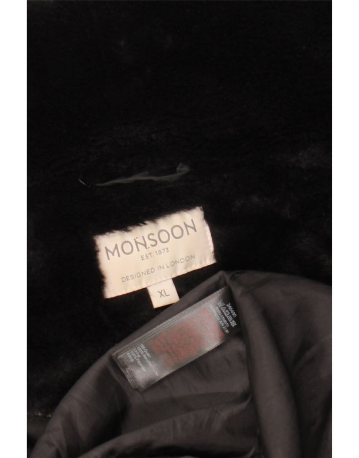 MONSOON Abrigo acolchado para mujer UK 40 XL Nylon negro