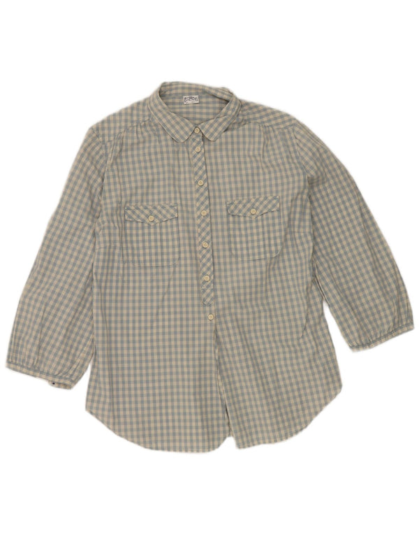 Levi's Camisa de manga 3/4 para mujer UK 46 Large Blue Gingham Cotton
