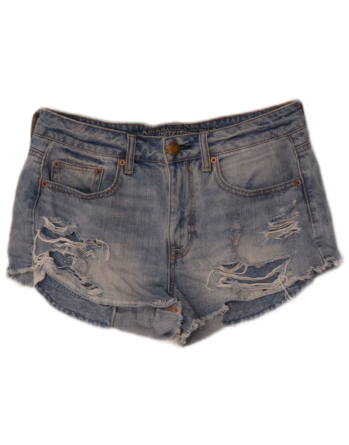 American Eagle Pantalones cortos de mezclilla desgastados para mujer US 8 Medium W30 Azul